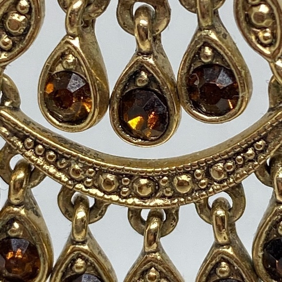Earrings Bollywood dangle earrings faux topaz gold tone - Picture 8 of 8